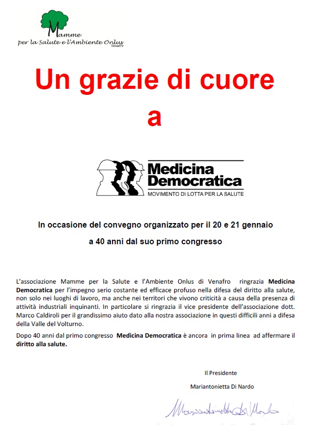 Grazie a Medicina Democratica